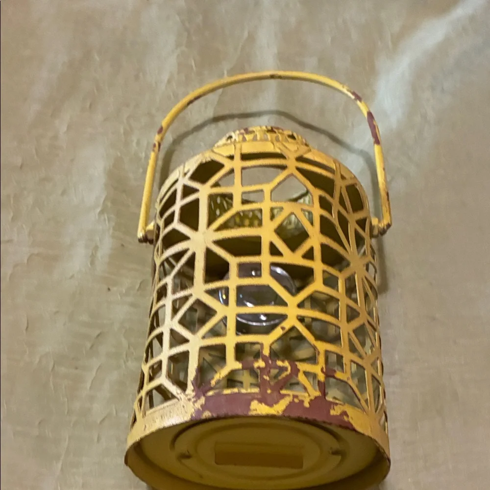 Vintage-Style Yellow Lantern Candle Holder